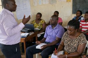 Teachers undergoing a training